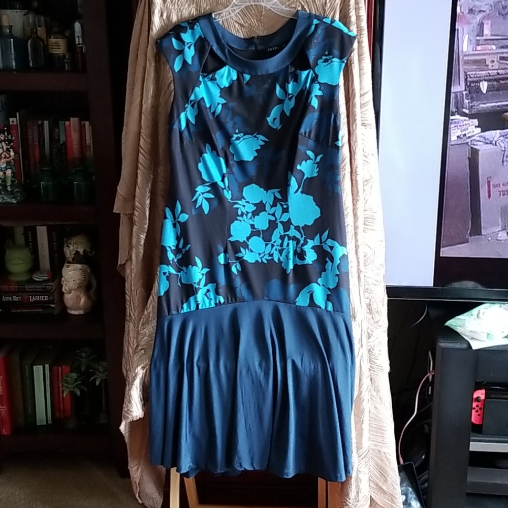 Jeter blue and black dress peek a boo cutouts